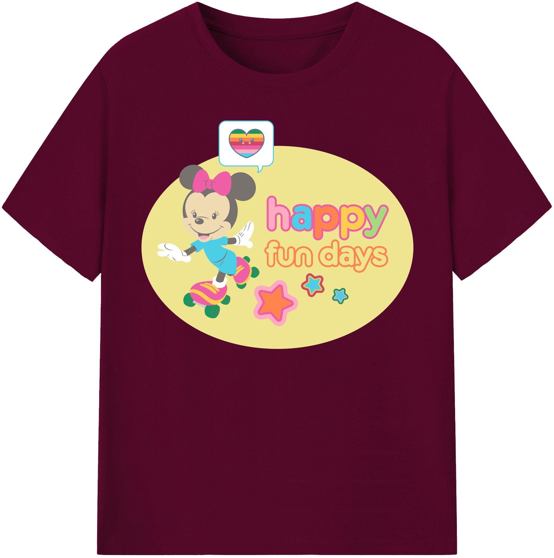 （画像用） ミッキーマウス Mickey Mouse レディースカジュアルプリントTシャツ（綿100％）